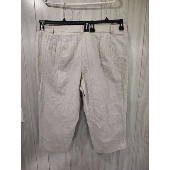 Briggs New York Women's Beige Striped Wide Leg Pants Plus Size 22W 100% Cotton - Picture 2 of 8